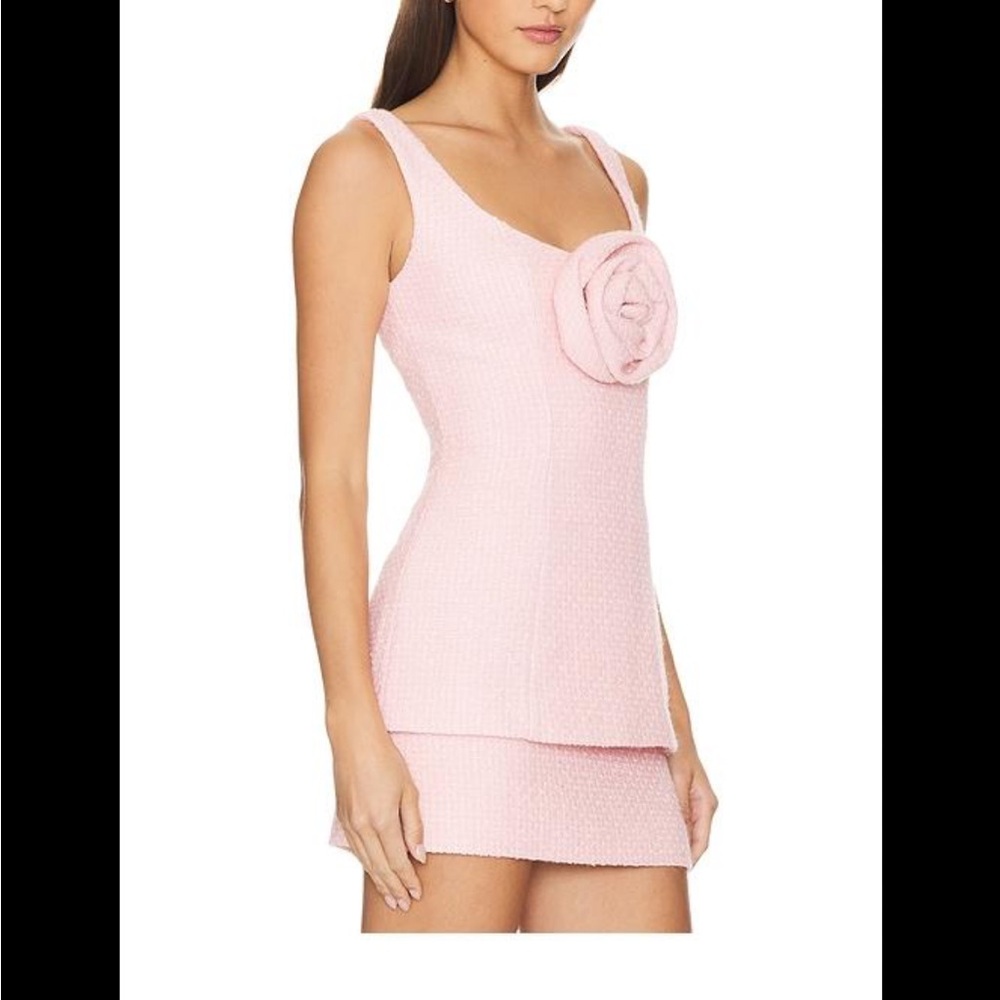 MAJORELLE Pale Pink Textured Tank Dress with Rosette